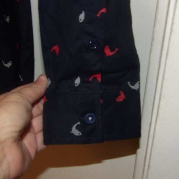 NWT Project Red " Whales" Coordinating Cuffs Men's Button Down Shirt Sz L - Picture 6 of 9